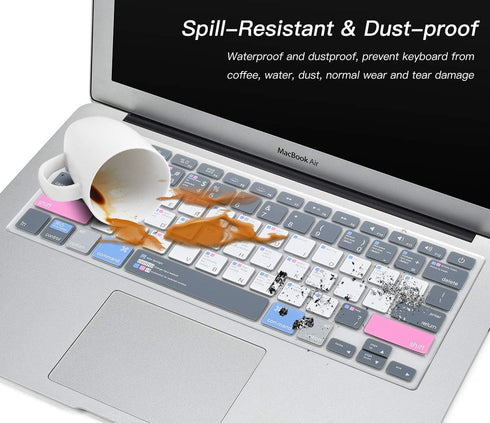 CaseBuy MAC OS Shortcut Keyboard Cover for Old MacBook Air 13 inch A1466 A1369 2010-2017 & MacBook Pro 13 & 15 A1502 A1425 A1278 A1398 A1286 2015 ...