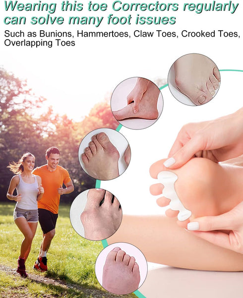 2 Pcs Toe Spacers for Feet Women Men Bunion Corrector Toe Separators to Correct Your Toes, Toe Spreaders Toe Straighteners for Feet Pain Relief, H...