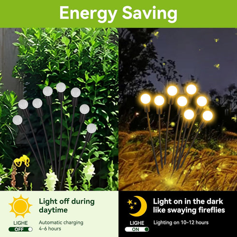 Solar Garden Lights Outdoor Waterproof, 2 Pack 16 LED Decorative Solar Swaying Lights, Solar Firefly Lights Outdoor Garden Decor Lights for Patio,...