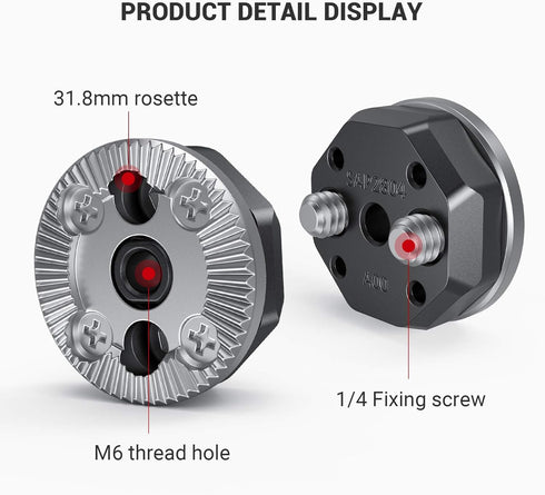 SMALLRIG Standard Rosette Bolt-On Mount (M6 Thread, 31.8 Diameter) for Camera Cage and Accessories - 1939...