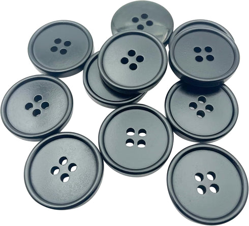 Buttons 1 Inch (1") 4 Hole 20 Pieces - Black - Sewing Crafts Replacement Button -Perfect for Crafts, Coats, Shirts, Pants, Shorts, Cardigans, Blaz...