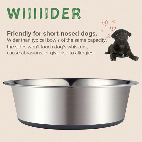 2 Pack Stainless Steel Dog Bowls, Premium Metal Dog Bowls with Non Slip Rubber Bottom, Dishwasher Safe, Easy to Clean, 4 Cup, Gray Bottom...
