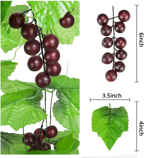 Meiliy 8FT 5pcs Artificial Greenery Chain Grapes Fake Vines Leaves Foliage Simulation Fruits for Home Room Garden Wedding Garland Outside Decorati...