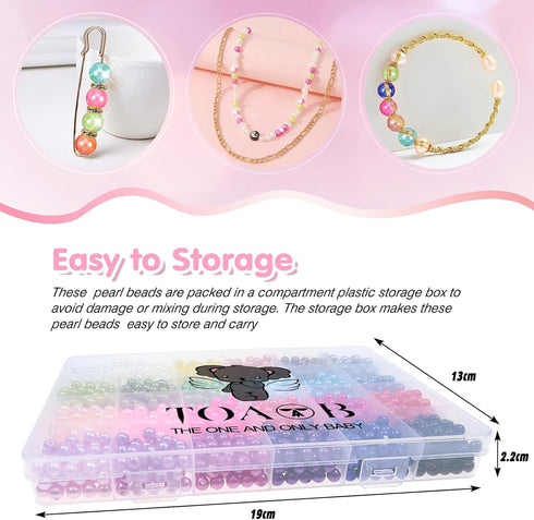 TOAOB 1680pcs Pearl Beads for Jewelry Making 24 Colors Round Pearl Beads with Holes 6mm Loose Spacer Beads for DIY Crafts Necklaces Bracelets and ...
