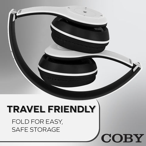 Coby Bluetooth Headphones, Wireless Headphones with Mic Built-in, AUX, Hands-Free Calling | Over-The-Ear Foldable Headset, Rechargeable | 5-HR Pla...