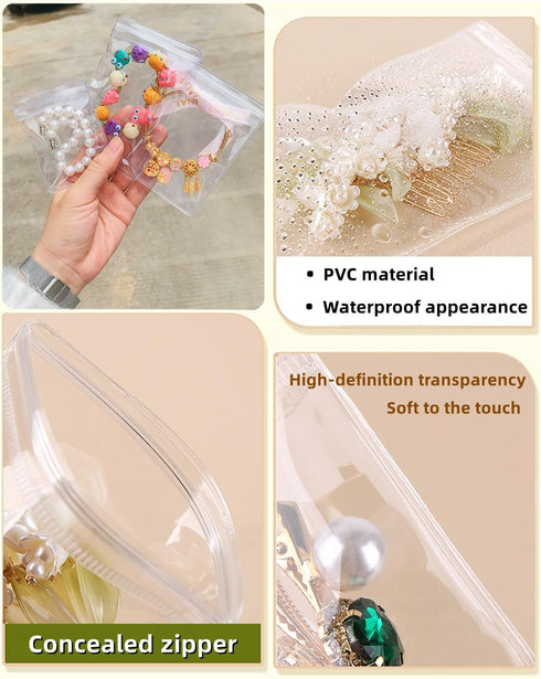 100Pcs PVC Jewelry Pouches Clear Zipper Bags Anti Oxidizing Earrings Storage Bags for Storage Jewelry Packing Bags...