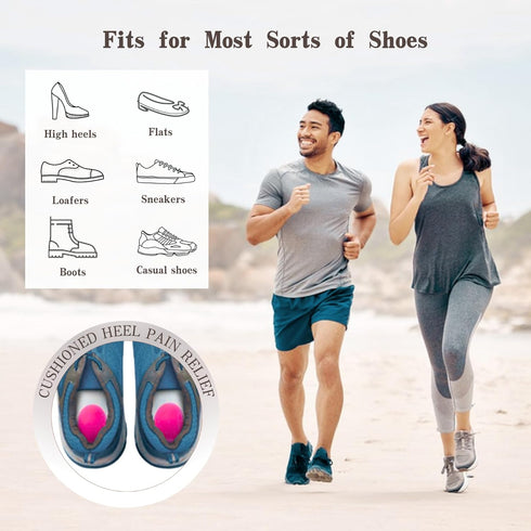 Heel Cups, Gel Cushion Pads for Spur Relief Heel Pain Shock Absorbing and Heel Support, Shoe Pads for Women Size 9-13, 2 Pairs...