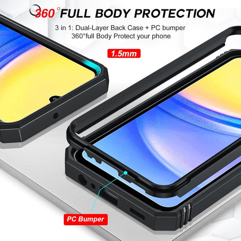 LeYi for Galaxy A15-5G Phone Case: Samsung Galaxy A15 5G Case Cover Smartphone Cell Screen Protector, Heavy Duty Shockproof Corners Kickstand Fund...