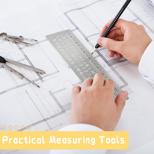 4 Pieces Metal Journal Stencil Metal Planner Stencil Bookmark Ruler Back to School Supplies Stainless Steel Stencils Kit for DIY, Engraving, Paint...