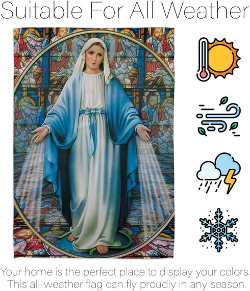 Our Lady of Grace Home Banner Wall Art Patio Lawn Porch Room Small Flag Outdoor Tapestry Yard Sign Catholic Gift Jesus Easter Religious Christian ...