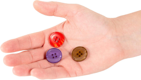 24 Colour 4-Hole Resin Button Set, Choice of Small, Medium or Large Sizes, Haberdashery for Crafting, Sewing, Replacement, Knitting Sweaters, Hand...