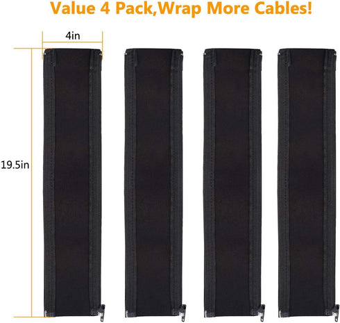 Bestfy Cord Organizer System Cable Management Sleeve, 19.5 inch, Wire Cover with Zipper, Cable Wrap, Cord Sleeves for TV, Computer, Office, Home E...