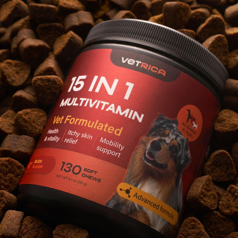 Dog Vitamins 15 in 1 - Dog Multivitamin Chews - Joint Supplement for Dogs - Dog Vitamins & Supplements for Hip & Joint, Immune System, Coat & Mobi...