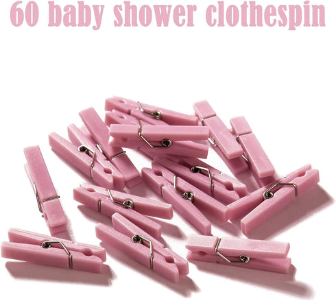 Don't Say Baby Shower Clothespin Game for Girl Includes 8x11 Standing Sign, 60 Mini Pink Clothes Pin, 60 Mini Pacifiers...