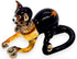 Tiny 2¼" Black Brown Crouching Play Ball Cat Figurine Miniature Hand Blown Painted Glass Cats Kitten Feline Animals Cute Crystal Decorative Collec...
