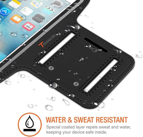 Trianium Armband, Water Resistant Large Cell Phone Armband for iPhone 12 Pro,12 Mini,11 Pro Max/Xs Max/XR/X/8 Plus, Galaxy S20/S10/S10e/S10+/Note ...