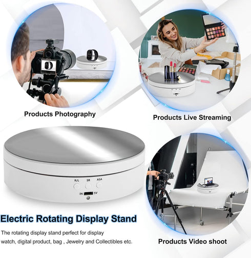 Foleto Rotating Display Stand, 360 Degree Motorized Turntable Display Stand for Photography Products and Shows, with USB Power Cable, Max Load 6.6...
