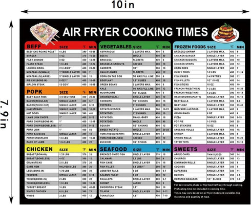 Air Fryer Accessories Cook Times,Air Fryer Magnetic Cheat Sheet,Air Fryer Chart Magnet Sheet - Quick Reference Guide for Cooking and Frying (Air F...