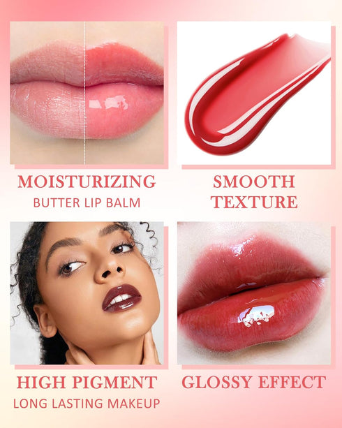 Lip Butter Balm Vanilla,Hydrating Tinted Butter Lip Gloss,Clear Lip Mask Lip Care Moisturizer,Glossier Lip Treatment Balm,Non-Sticky Jelly Glow Re...