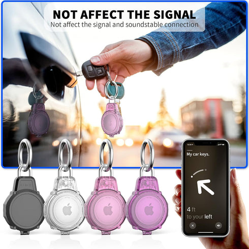 for AirTag Holder Secure Lock, Waterproof Airtag Keychain Full Protective Anti-Scratch Air Tag Case Hard Shell Hidden for Luggage, Backpack, Keys,...