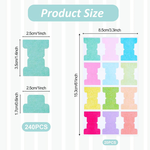 240 Pcs Sticky Index Tabs, 20 Sheets in 12 Colors Writable and Repositionable File Tabs Flags, Page Markers Labels, Index Classification Label for...