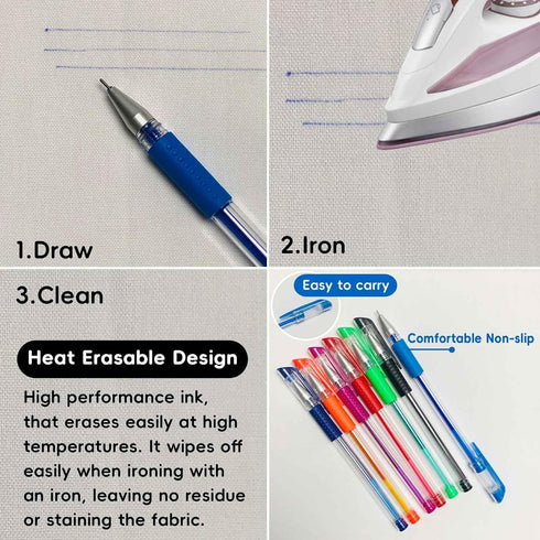 7 Colors Heat Erasable Pens for Sewing with 21 Erasable Pens Refill, 0.5mm Heat Erasable Fabric Marking Pens for Sewing, Dressmaking Embroidery Pe...