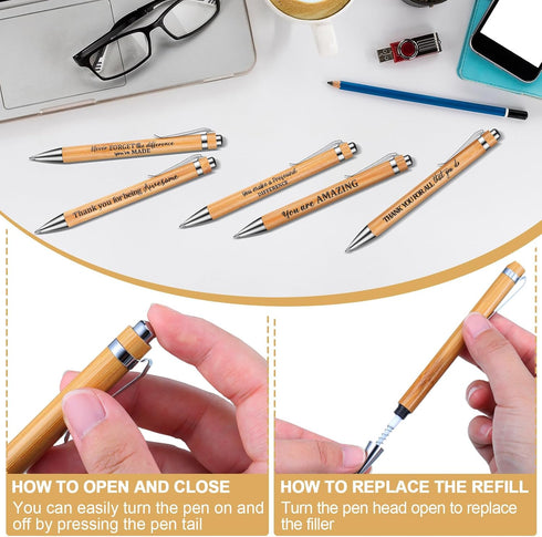 10 Pcs Bible Quotes Pens Inspirational Wooden Ballpoint Retractable Pen for Motivational Bamboo Pen Black Ink Religious Gift for Church Christian ...