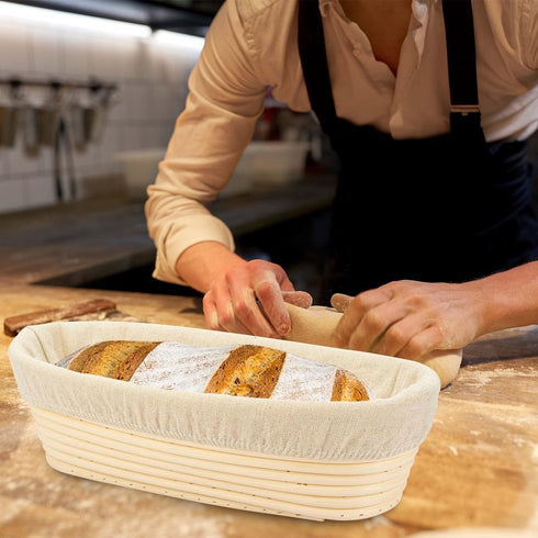 Banneton Oval Bread Proofing Basket (30 cm / 11.8 inch), Handmade Rattan Sourdough Proofing Basket Bowl with Liners...