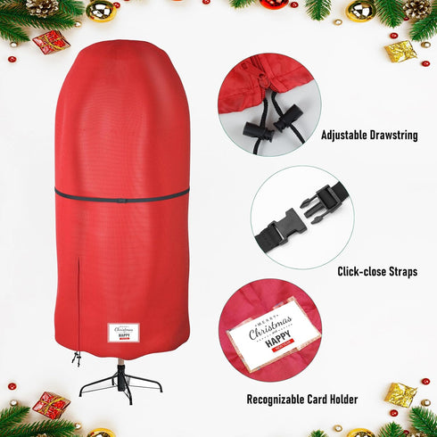 Christmas Tree Cover with Adjustable Straps, Durable Upright Xmas Tree Storage Bag with Zipper & Drawstring for up to 6 Foot Artificial Tree Stand...