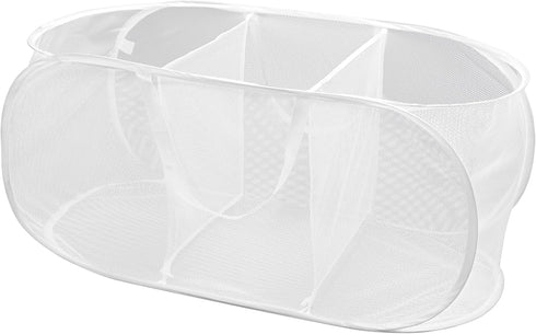 Smart Design Deluxe Mesh Pop Up 3 Compartment Laundry Sorter Hamper Basket - VentilAir Fabric Collapsible Design - for Clothes & Laundry - Home Or...