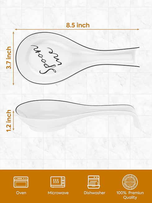 NJCharms Ceramic Spoon Rest for Stove Top, Porcelain Spoon Holder, Large Utensil Rest for Kitchen Counter, Spoon Rest for Spoon, Ladle, Spatula, M...