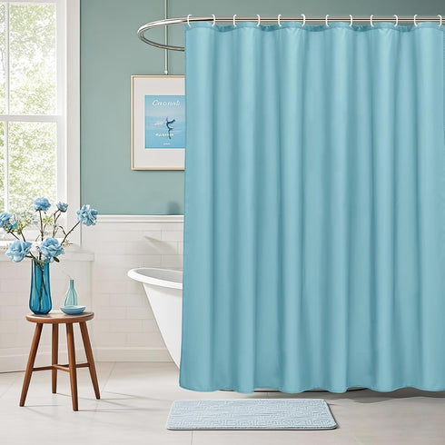 AooHome Extra Long Shower Curtain 72x78 Inch, Fabric Shower Curtain Liner for Hotel with Hooks, Weigthed Hem, Water Repellent, Blue...