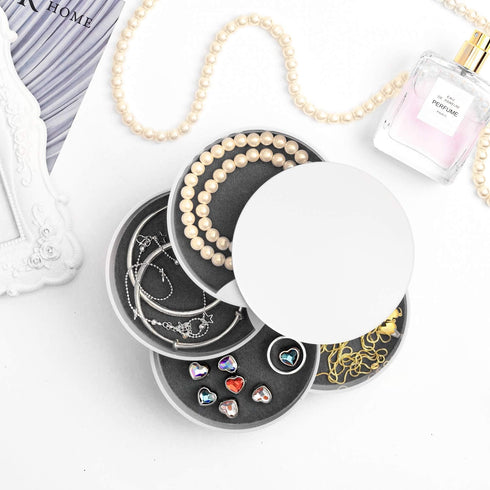 HengLiSam Jewelry Organizer, Small Jewelry Box Earring Holder for Women Gifts for Mom, Jewelry Storage Box 4-Layer Rotatable Jewelry Accessory Sto...
