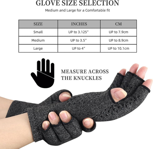 2 Pairs Arthritis Compression Gloves, Provide Support Warmth for Carpal Tunnel, Rheumatoid, Arthritis Pain Relief Gloves, Fingerless Compression G...