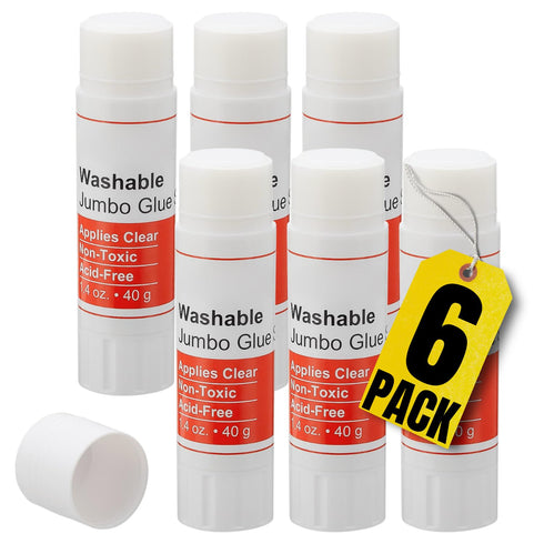 1InTheOffice Jumbo Glue Sticks, Kids Glue Sticks, School Glue Sticks, 1.4oz, Washable, 6 Pack...