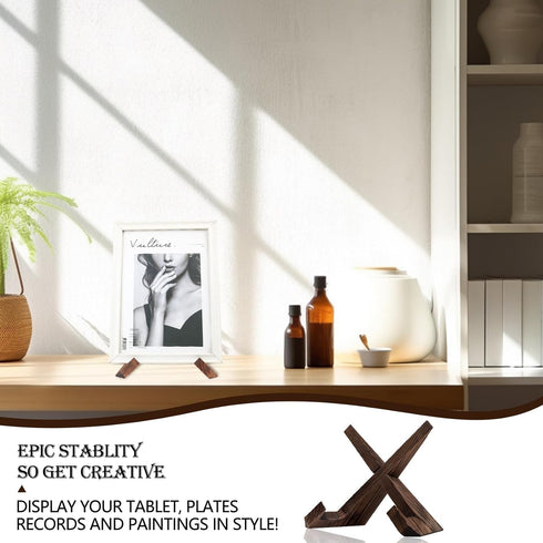 Wooden Display Stand Plate Holder Display Stand Picture Photo Frame Stand Decorative Signs Holder Multifunctional Display Stand for Table Decorati...