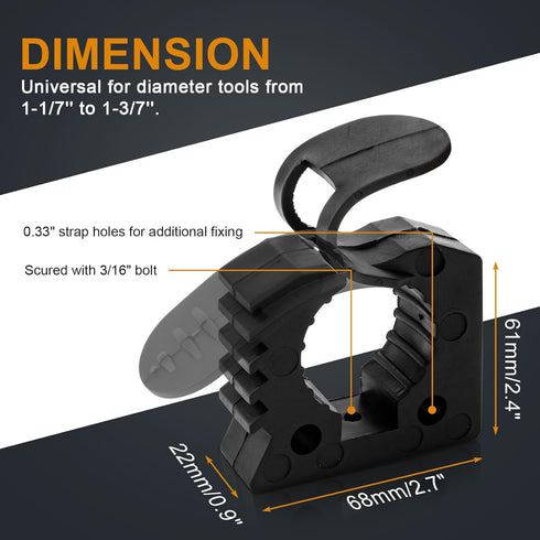PSLER Quick-Release Rubber Clamps Mount Shovel Axe Holder Mount for Truck Bed Roof Rack Trailer Off-Road Vehicle UTV Universal for Diameter Tools ...
