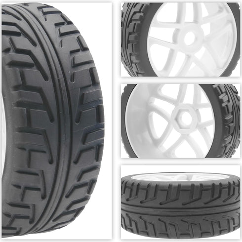 ShareGoo OD 4.09" Rubber 1/8 RC Buggy Tires and 17mm Hex Wheels Rim Compatible with Arrma Typhon Kyosho Losi VRX Redcat HSP HPI 1/8 Scale RC Off R...