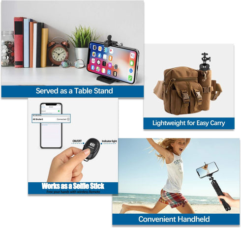 Phone Tripod Mini Flexible Adjustable Cell Phone Tripod Stand Holder with Remote and Universal Clip for iPhone 15 14 13 12 Pro Max 11 Mini 10 XR X...