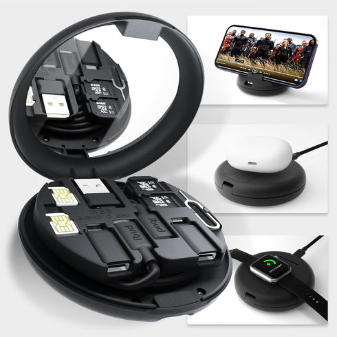 BUDI 15W Wireless Charger Multifunction Box 2.9ft Cable Card USB Type-C Charging and USB C to USB A Light Aluminum Conversion Connector for Travel...
