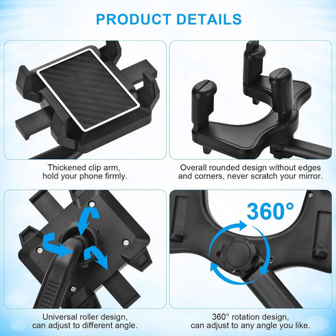 Multifunctional 360 Car Rearview Mirror Phone Holder - Satismoon Car Phone Holder, Rear View Mirror Phone Holder, Car Phone Holder Rear View Mirro...