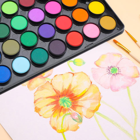 Artecho 36 Colors Watercolor Paint Set with 3 Brushes, Washable, Travel Design, Perfect for Card Making, Illustrations, Painting, Calligraphy...