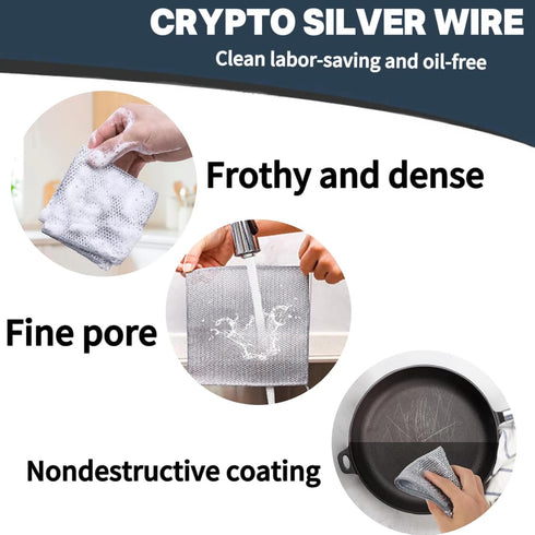 Multipurpose Wire Dishwashing Rags for Wet and Dry,New Upgrade Powerful Cleaning Multifunctional Double Layer Non Scratch Wire Dishcloth Wire Dish...