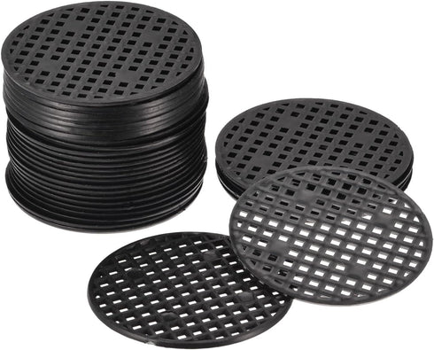 MECCANIXITY 30 Pcs Flower Pot Hole Mesh Pad 2.2" Invisible Rigid Round Plastic Bottom Grid Drainage Screens Prevent Soil Loss for Flower Plant, Bo...