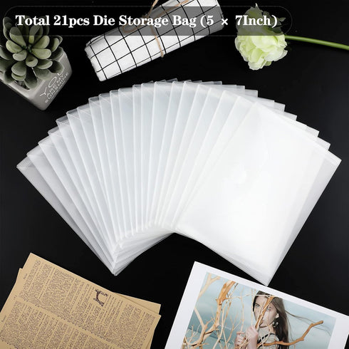 21 Pieces Clear Stamp and Die Storage Pockets Die Cut Storage Bag Scrapbooking Storage Die Storage Envelopes for DIY Card Making (Die Cut Not Incl...