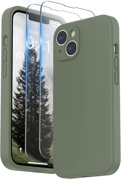 SURPHY Compatible with iPhone 14 Case with Screen Protector (Camera Protection + Soft Microfiber Lining) Liquid Silicone Phone Case 6.1 inch 2022 ...