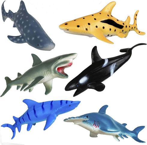 Shark Toys Figures,Ocean Animals,Plastic Sea Creatures,Kids Gifts,Zoo Animals,Aquatic Educational Toys,6 Piece...