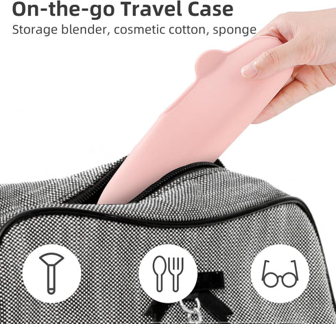 Silicon Makeup Brush Set Holder No Zipper, Sleek Cosmetic Toiletry Container Brushes Waterproof Protective Storage Case for Travel, Portable Lipst...