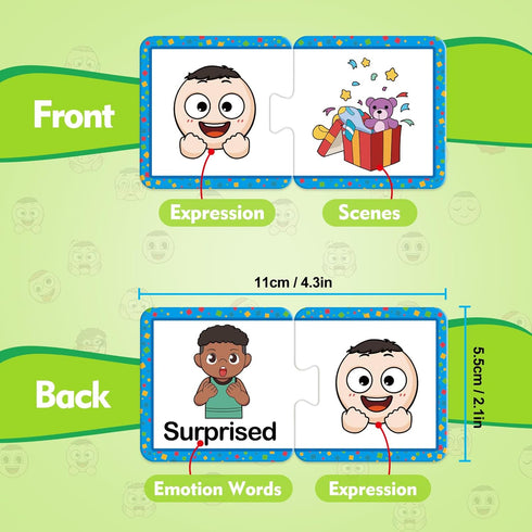 Feelings & Emotions Puzzle Cards,Feelings Chart Toys for Kids,Social Emotional Learning Activities,Speech Therapy Games,ADHD,Autism Learning Mater...