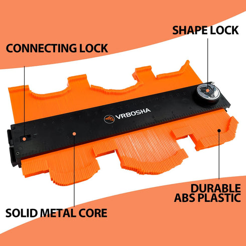 Sutekus Contour Gauge Profile Tool 10" Connectable Contour Gauge Irregular Shape Duplicator Profile Duplicator with Lock Outline Marking Tool for ...
